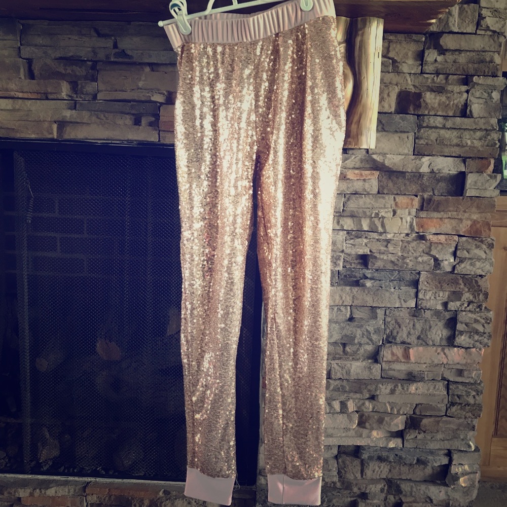 Rose Gold Sequin Jogger Pants